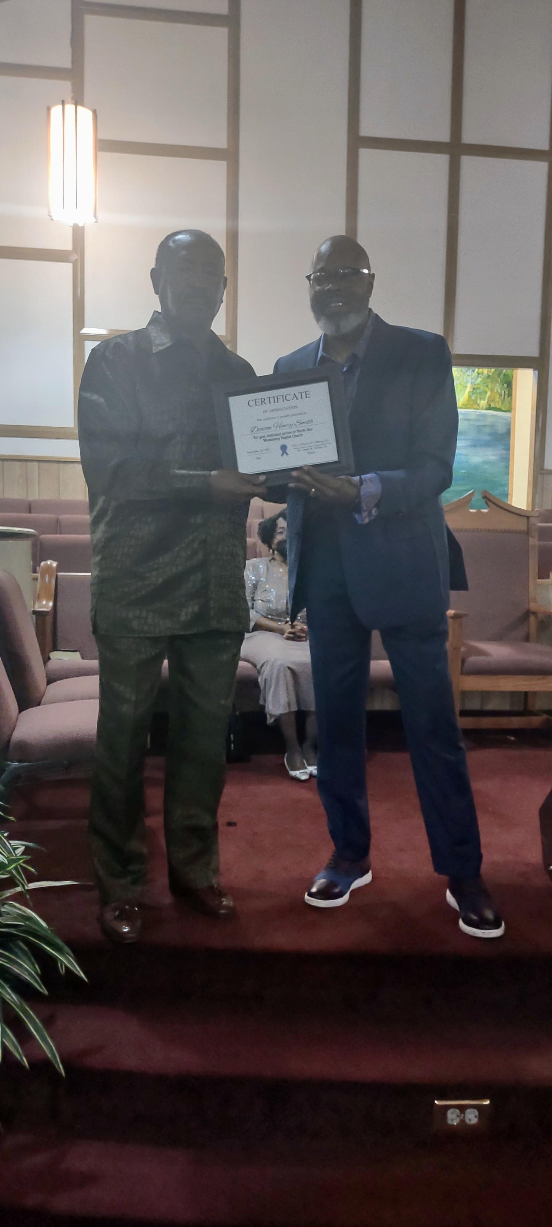 Certificate of Appreciation for Deacon's Service 3023